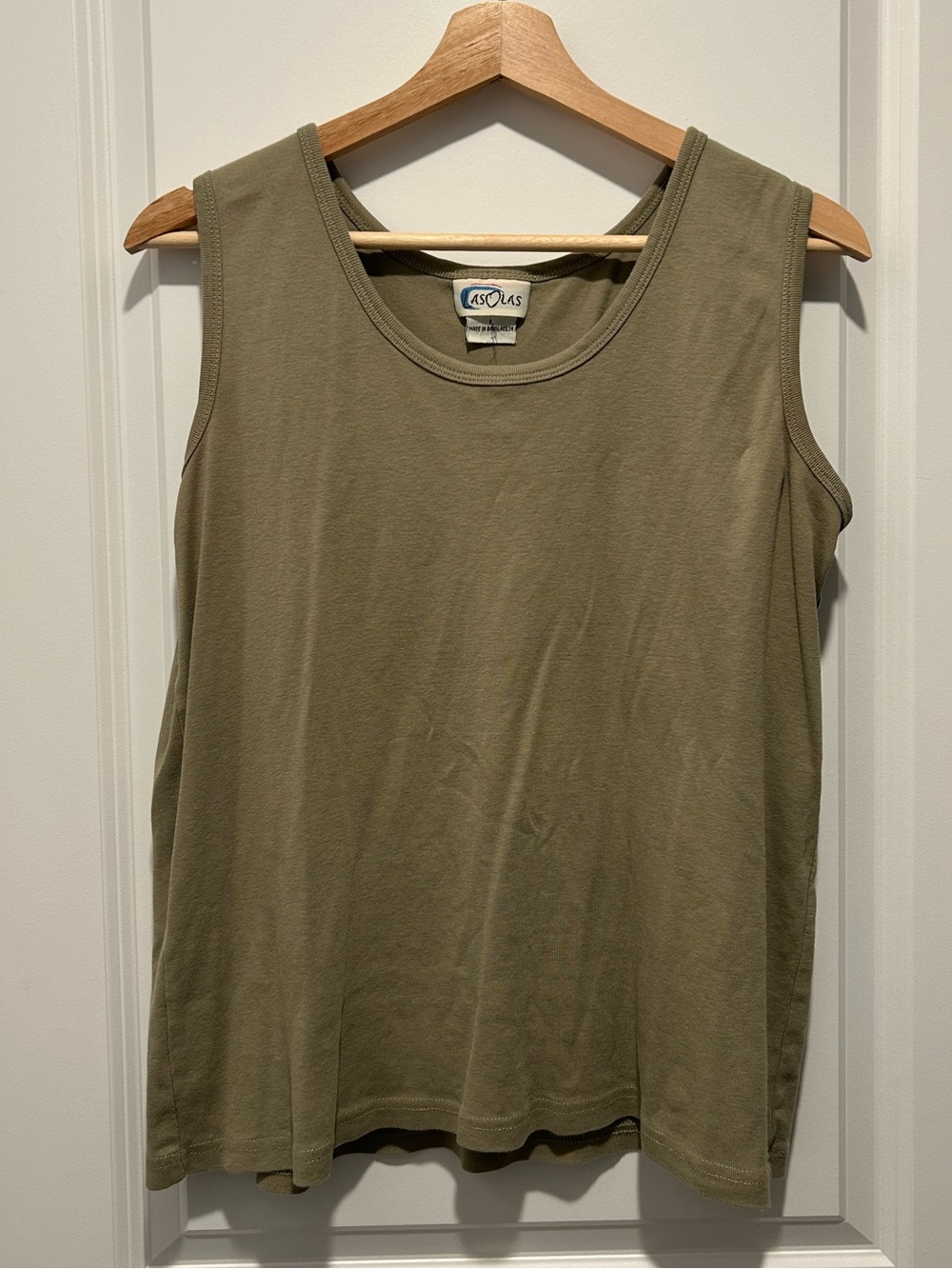 Las Olas Olive Green 100% Cotton Sleeveless Tank Top Women’s Size L